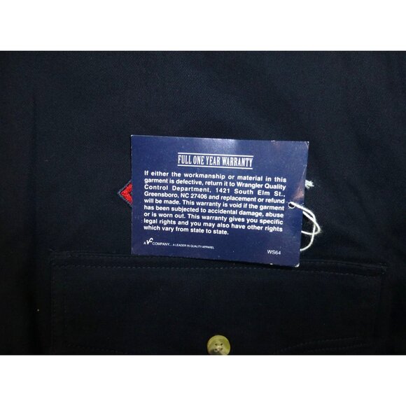 VTG NWT Bonanza By Wrangler Mens Western Shirt XL Colorblock Navy & Cream Embroi - Picture 11 of 14